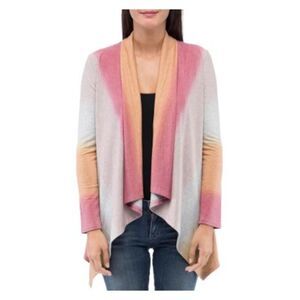 B COLLECTION Womens Pink Stretch Ombre Long Sleeve Open Cardigan Jacket L